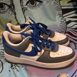 Nike Air Force 1 Blue and Gray Shoes